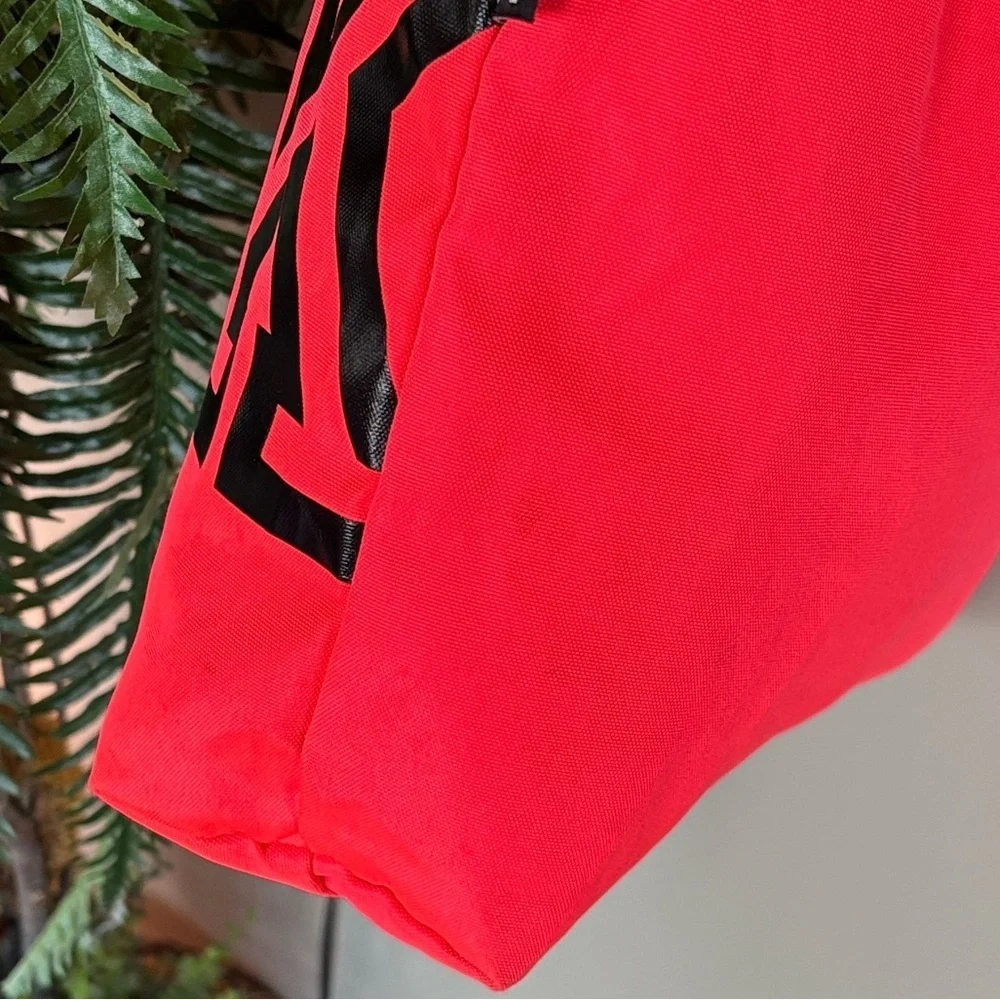 PINK Victoria's Secret Neon Coral & Black Mesh Beach Tote Bag Graphic Logo Y2K